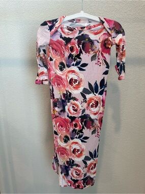 Posh Peanut Pink Floral Viscose Long Sleeve baby nightgown